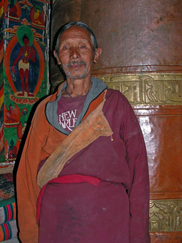 Manaslu 07 17 Sama Gompa Old Monk Unfortunately the largest of the buildings was closed. However, an old monk let me in to a small gompa next to the largest one.